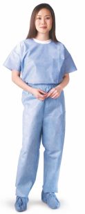 SHIRT SCRUB ROUND-NECK BLUE XLG DISPOSABLE